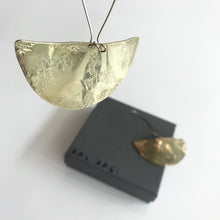 Load image into Gallery viewer, HALF MOON EARRINGS Textured Brass Large - Contemporary Made in Dublin Ireland

