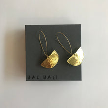 Load image into Gallery viewer, HALF MOON EARRINGS Textured Brass Small - Contemporary Made in Dublin Ireland
