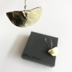 HALF MOON EARRINGS Textured Brass Small - Contemporary Made in Dublin Ireland