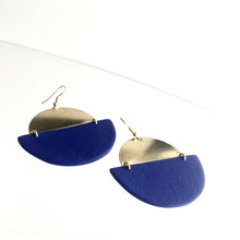 Load image into Gallery viewer, EARRINGS Blue + Brass Textured - Contemporary Made in Dublin Ireland
