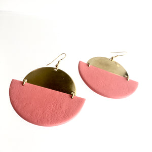 EARRINGS Pinky + Brass Textured - Contemporary Made in Dublin Ireland
