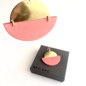 EARRINGS Pinky + Brass Textured - Contemporary Made in Dublin Ireland