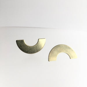 EARRINGS Crescent Brass Textured - Contemporary Made in Dublin Ireland