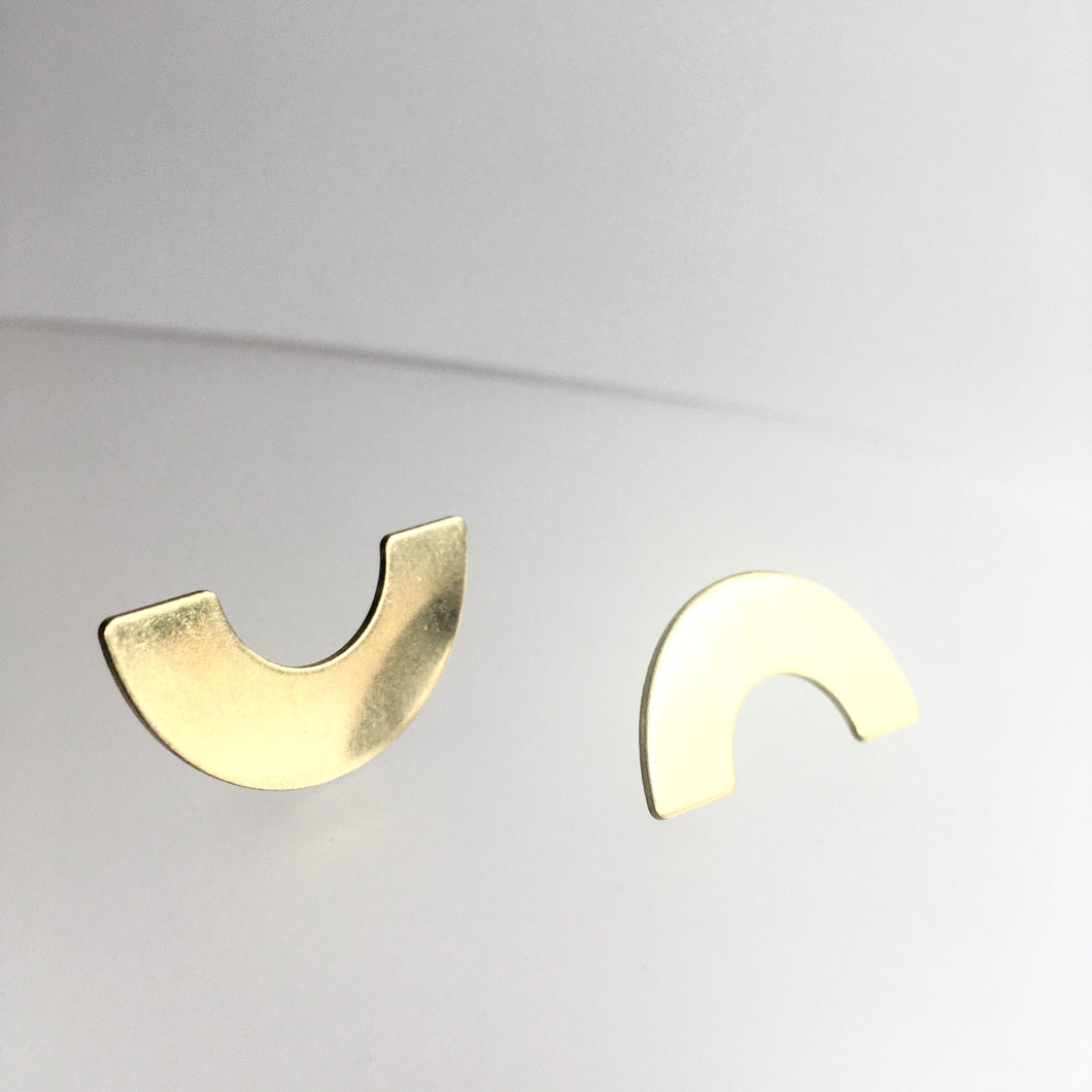 EARRINGS Crescent Brass Textured - Contemporary Made in Dublin Ireland