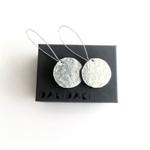 Load image into Gallery viewer, Disc EARRINGS Textured Aluminium - Contemporary Made in Dublin Ireland
