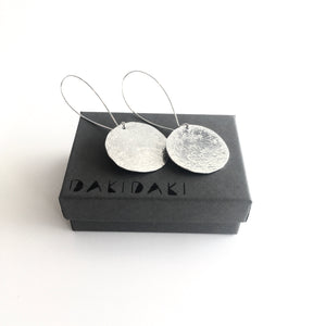 Disc EARRINGS Textured Aluminium - Contemporary Made in Dublin Ireland
