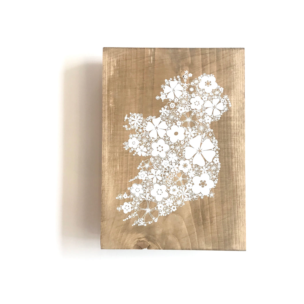 FLORAL IRELAND MAP - Once Upon a Dandelion - Wood Art Sign - Made in Ireland