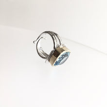 Load image into Gallery viewer, Blue Topaz Art Deco Ring - Solid Silver with Gold Plating
