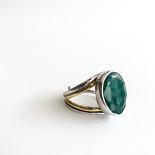 Load image into Gallery viewer, Rough Cut Emerald Dewberry Ring - Solid Silver with Gold Plate
