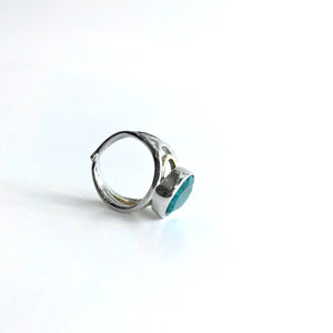 Rough Cut Emerald Dewberry Ring - Solid Silver with Gold Plate