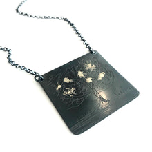 Load image into Gallery viewer, Nightwalk Oxidised Silver Gold Etched Tree Pendant Necklace
