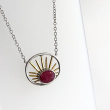 Load image into Gallery viewer, Goddess RUBY Pendant Necklace - Sterling Silver and Gold Plate
