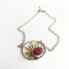 Load image into Gallery viewer, Goddess RUBY Pendant Necklace - Sterling Silver and Gold Plate
