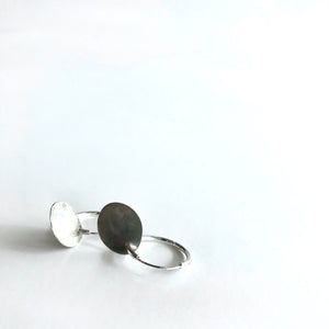 Silver Disc Beaten Hoop Earrings - by Ghost & Bonesetter - Made in Belfast