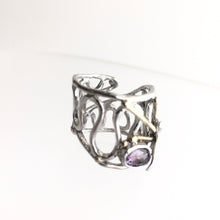 Load image into Gallery viewer, Dragonfly with Amethyst Ring solid Silver with Gold plate
