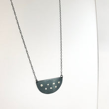 Load image into Gallery viewer, Oxidised Silver Gold Half Moon Pendant Necklace - by Ghost &amp; Bonesetter - Made in Belfast
