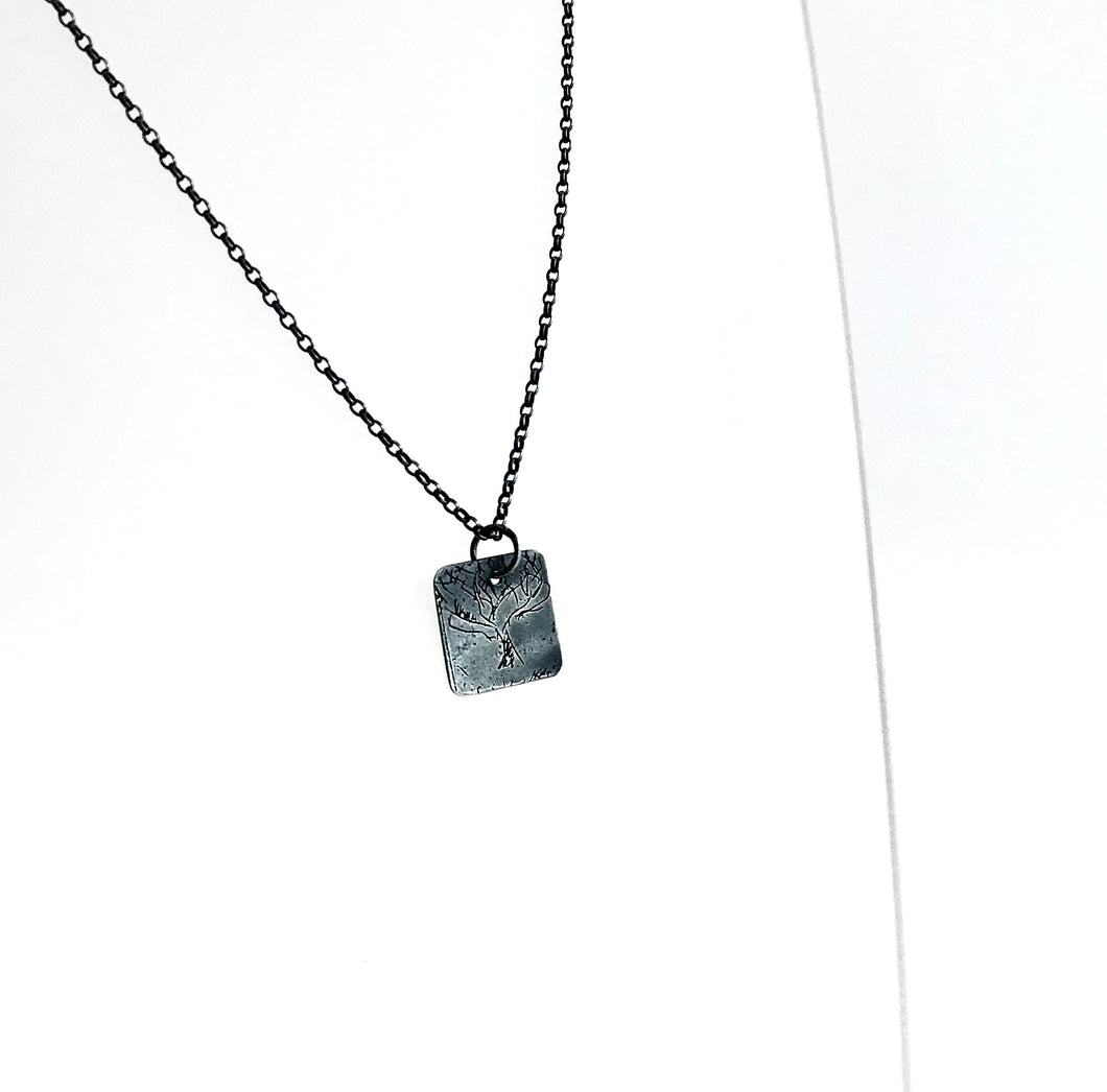Oxidised Silver Sketch Pendant Necklace - Made in Belfast