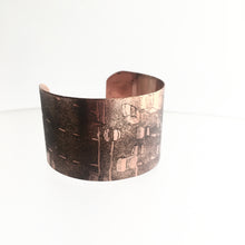 Load image into Gallery viewer, Copper Etched Traffic Cuff - by Ghost &amp; Bonesetter - Made in Belfast
