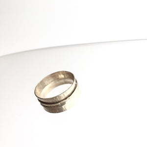 Gold Plated Double Banded Beaten Ring - by Ghost & Bonesetter - Made in Belfast