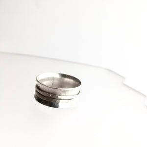 Silver Double Banded Beaten Ring - by Ghost & Bonesetter - Made in Belfast