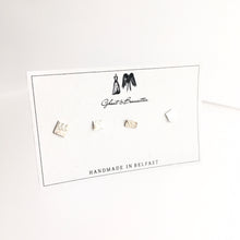 Load image into Gallery viewer, Four Random Silver Etched Stud Earrings - by Ghost &amp; Bonesetter - Made in Belfast
