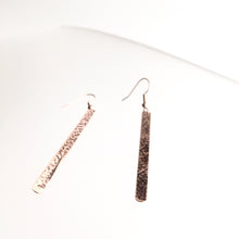 Load image into Gallery viewer, Copper Textured Bar Drop Earrings - by Ghost &amp; Bonesetter - Made in Belfast
