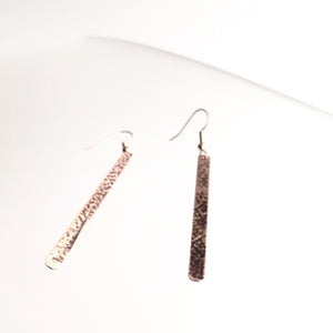 Copper Textured Bar Drop Earrings - by Ghost & Bonesetter - Made in Belfast