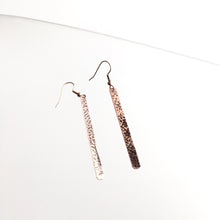 Load image into Gallery viewer, Copper Textured Bar Drop Earrings - by Ghost &amp; Bonesetter - Made in Belfast
