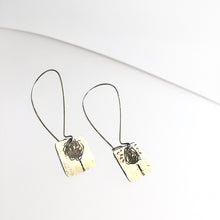 Load image into Gallery viewer, Gold Plated Etched Tree Drop Earrings - by Ghost &amp; Bonesetter - Made in Belfast
