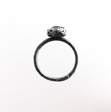 Load image into Gallery viewer, Silver Beaten Onyx Stone Ring - by Ghost &amp; Bonesetter - Made in Belfast
