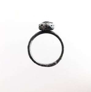 Silver Beaten Onyx Stone Ring - by Ghost & Bonesetter - Made in Belfast