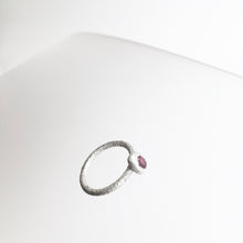 Load image into Gallery viewer, Silver Beaten Ruby Stone Ring - by Ghost &amp; Bonesetter - Made in Belfast
