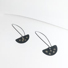 Load image into Gallery viewer, Oxidised Silver &amp; Gold Droplet Half Moon Drop Earrings - by Ghost &amp; Bonesetter - Made in Belfast

