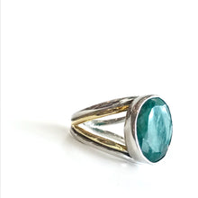 Load image into Gallery viewer, Rough Cut Emerald Dewberry Ring - Solid Silver with Gold Plate
