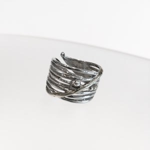 Bamboo Ring solid Silver with Gold plate