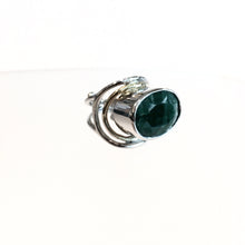 Load image into Gallery viewer, Party Ring with Emerald - Solid Silver &amp; Gold Plate
