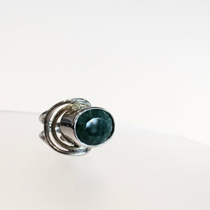 Party Ring with Emerald - Solid Silver & Gold Plate