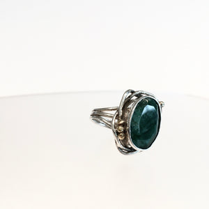 Whirlpool Ring with Emerald - Solid Silver & Gold Plate