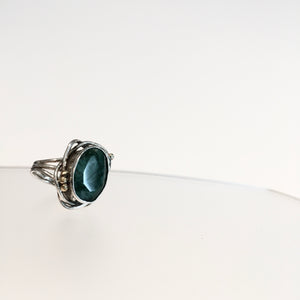 Whirlpool Ring with Emerald - Solid Silver & Gold Plate