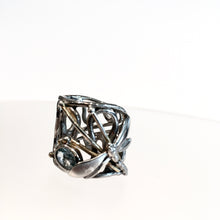 Load image into Gallery viewer, Dragonfly Ring with Blue Topaz - Solid Silver &amp; Gold Plate
