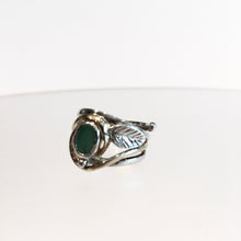 Load image into Gallery viewer, Leaf Ring with Emerald - Solid Silver &amp; Gold Plate
