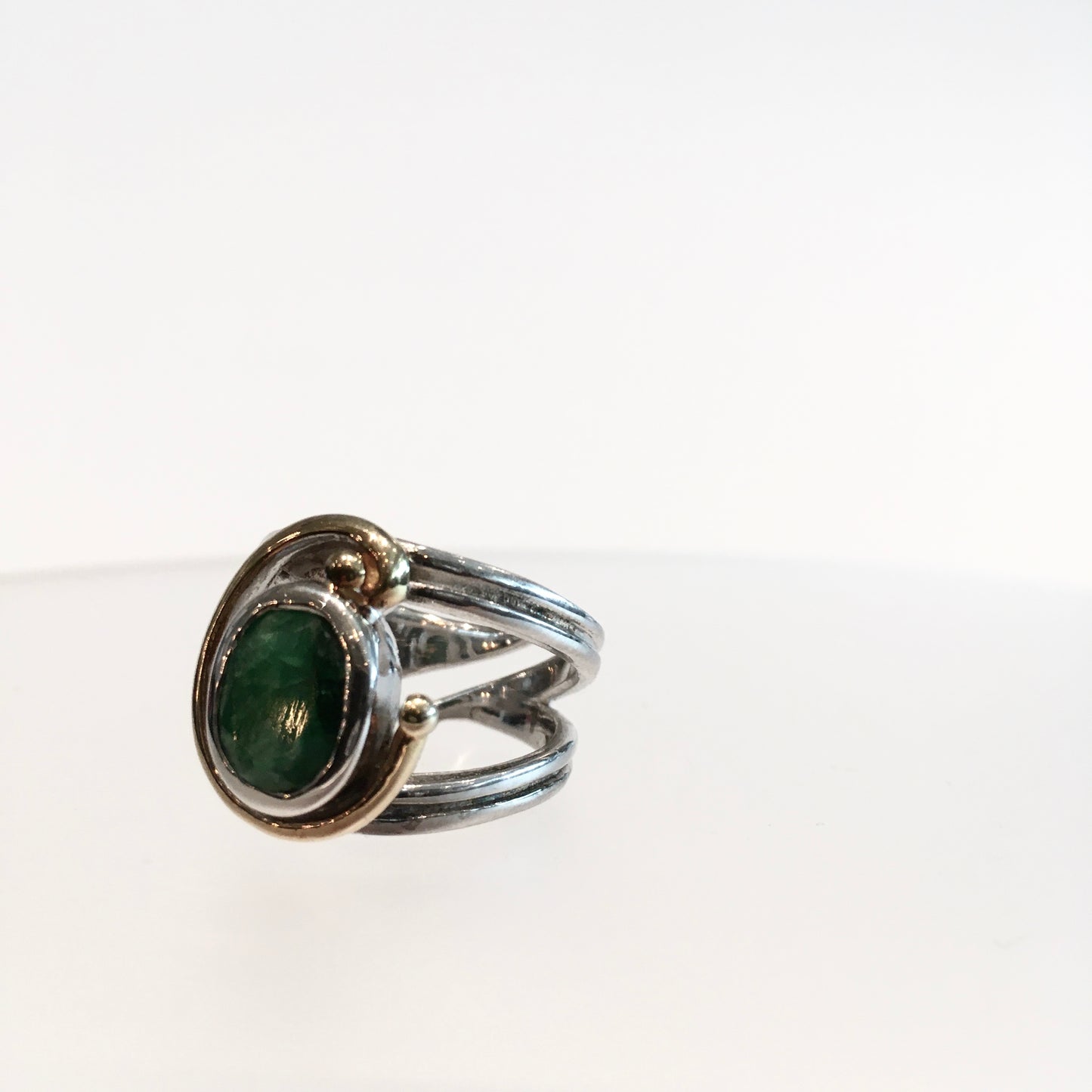 Jasmine Ring with Emerald - Solid Silver & Gold Plate