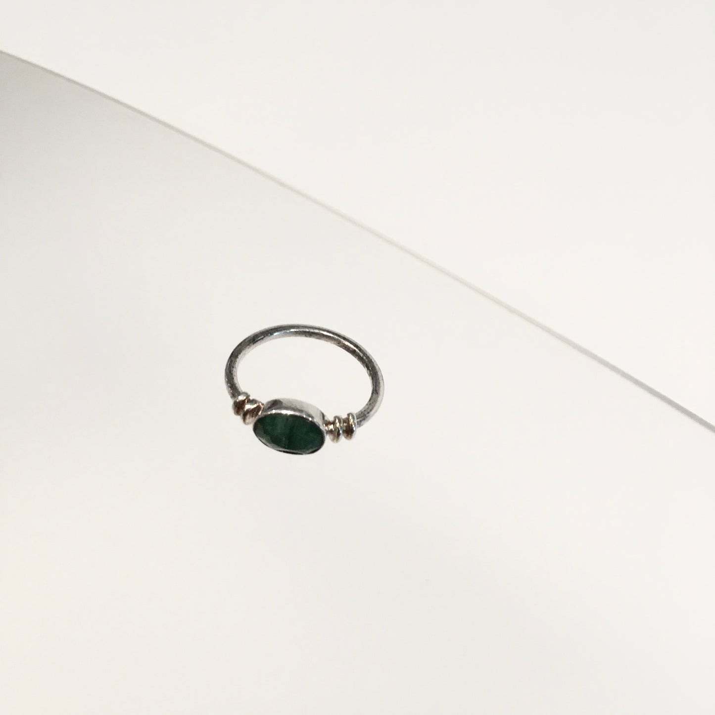 Senna Ring with Rough Cut Emerald - Solid Silver & Gold Plate