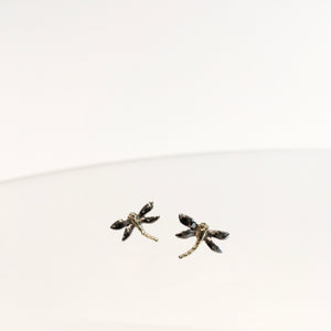 Dragonfly Stud Earrings - Silver & Gold Plated