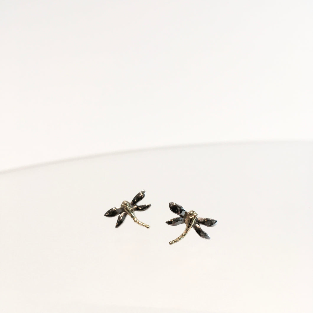 Dragonfly Stud Earrings - Silver & Gold Plated