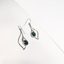 Load image into Gallery viewer, Iris Earrings Emerald - Silver &amp; Gold Plate
