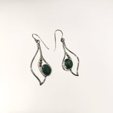 Load image into Gallery viewer, Iris Earrings Emerald - Silver &amp; Gold Plate
