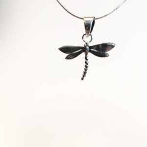 Dragonfly Pendant with Gold Plate Tail - Silver & Gold Plate