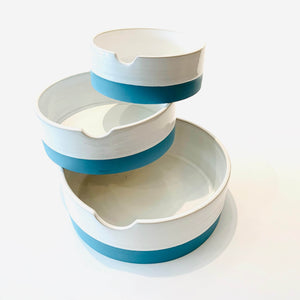 Blue Triple Bowl Set - Diem Pottery