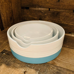 Blue Triple Bowl Set - Diem Pottery